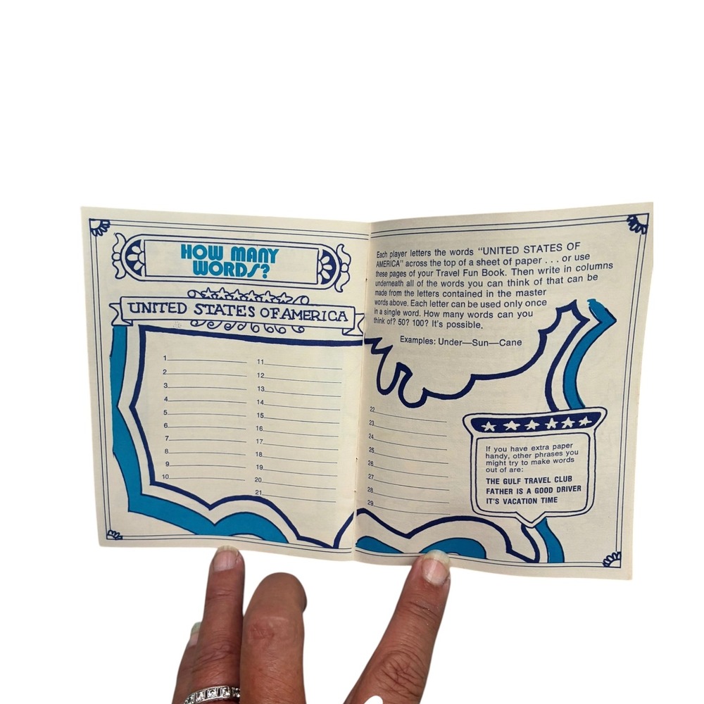 Gulf Travel Fun Book Kids OS Blue Good Vintage Road Trip Activity Game Ephemera - Picture 7 of 8